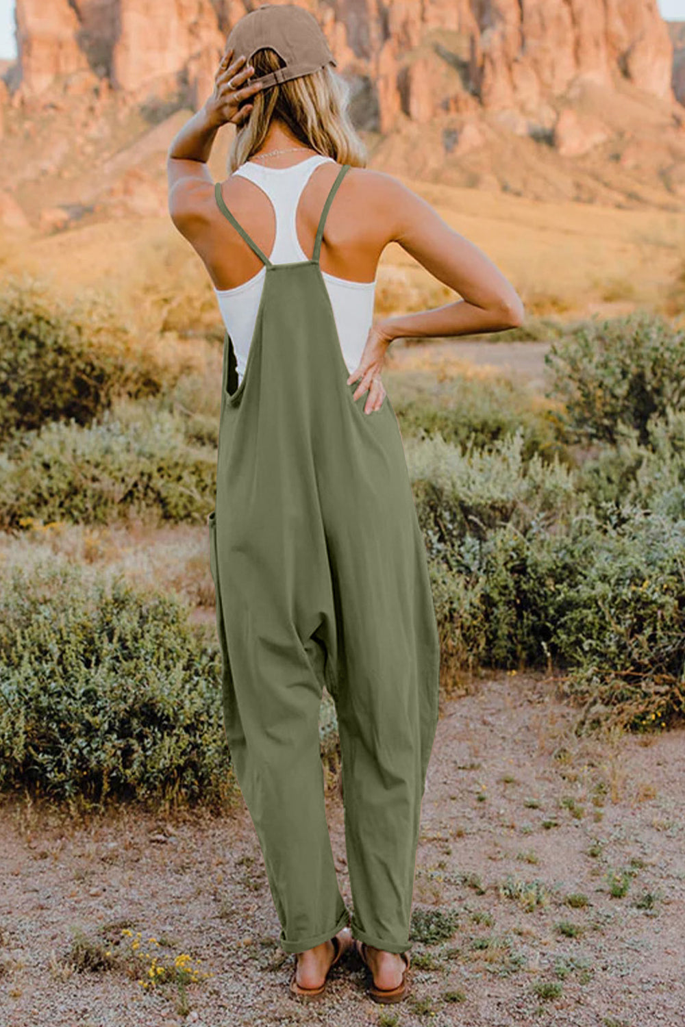 we44 V-Neck Sleeveless Jumpsuit with Pockets