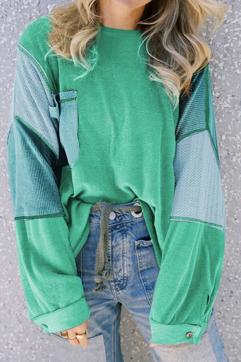 we86 Patchwork Block Long Sleeve Top