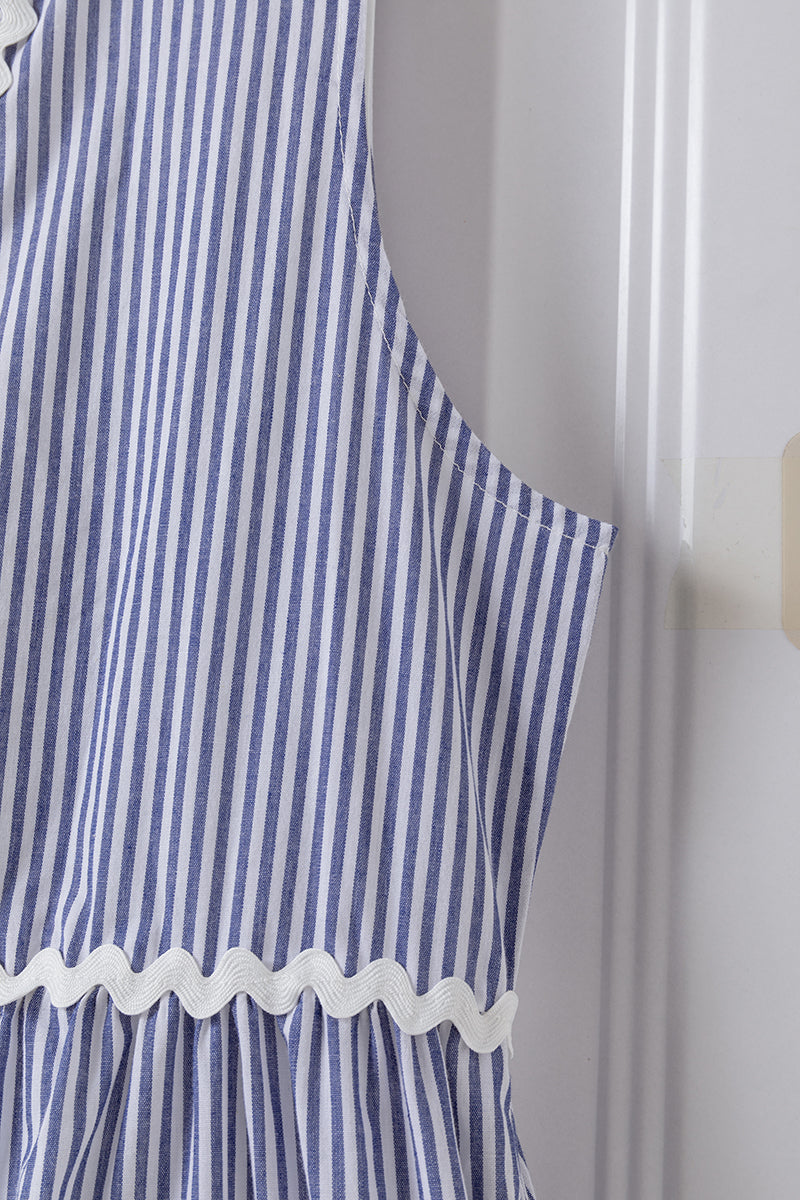 100% Cotton New Loose Patchwork Dress Women 2025 Fashion Stripe Sleeveless Dress CGK91