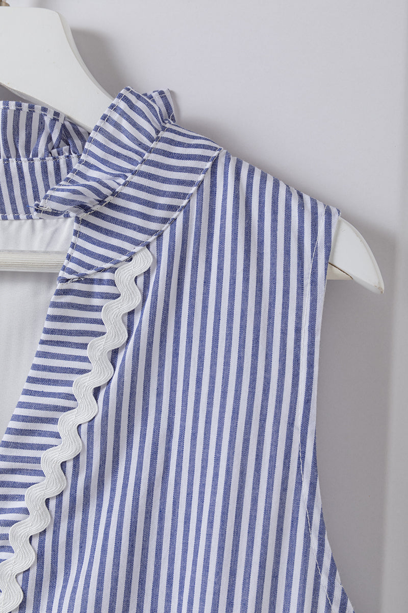100% Cotton New Loose Patchwork Dress Women 2025 Fashion Stripe Sleeveless Dress CGK91