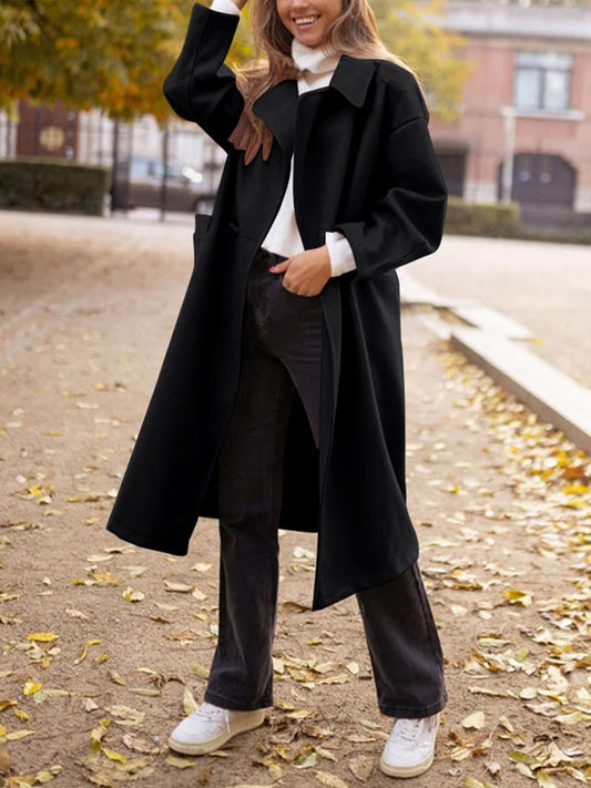 Long Black Coat with Pockets