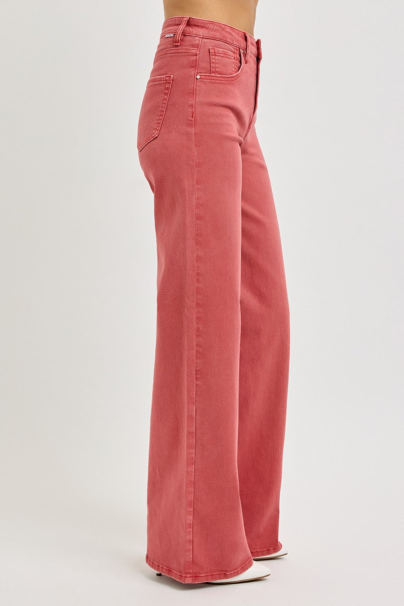 we204 Brick High Rise Tummy Control Wide Leg Jeans