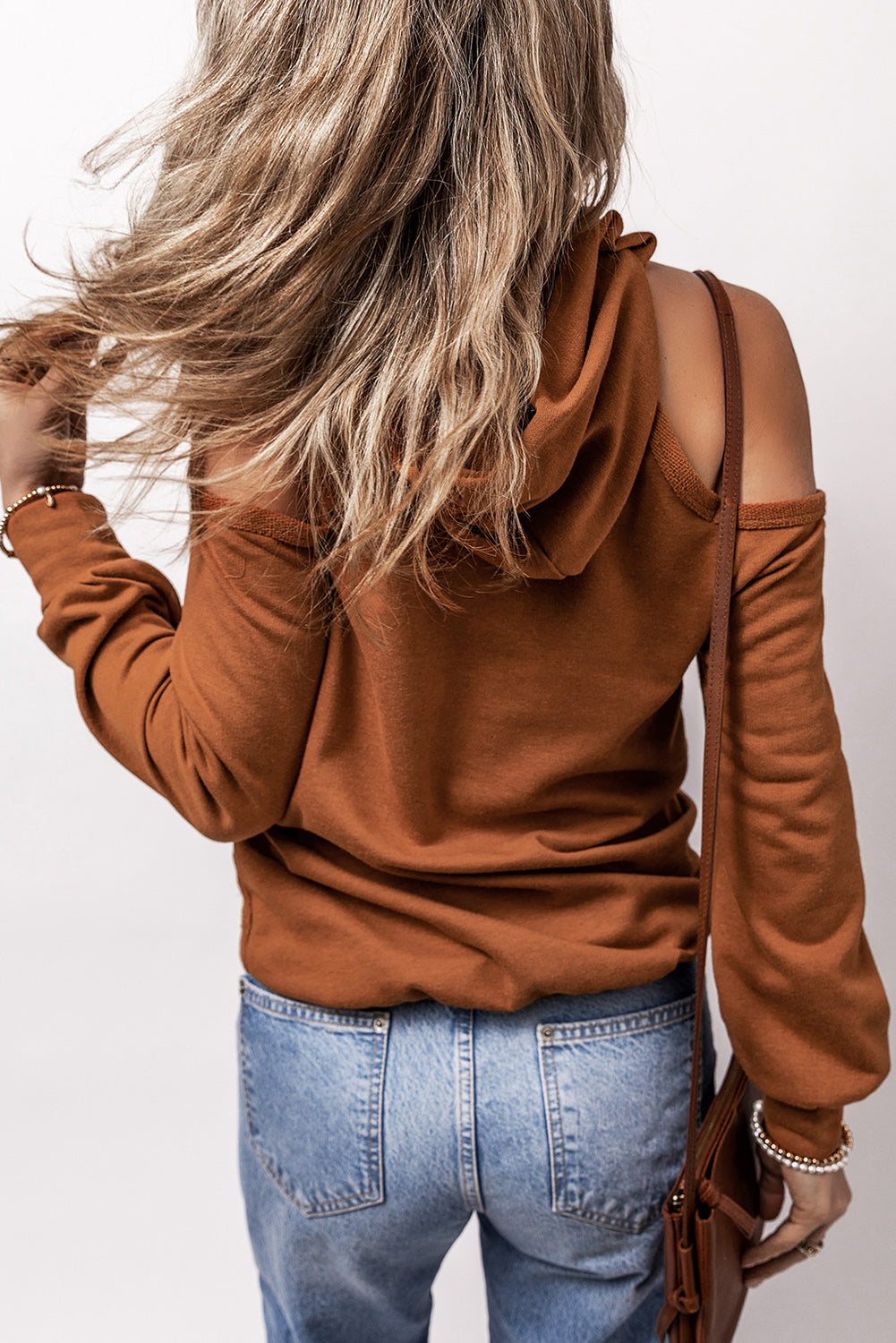 we198 Cold Shoulder Long Sleeve Hoodie