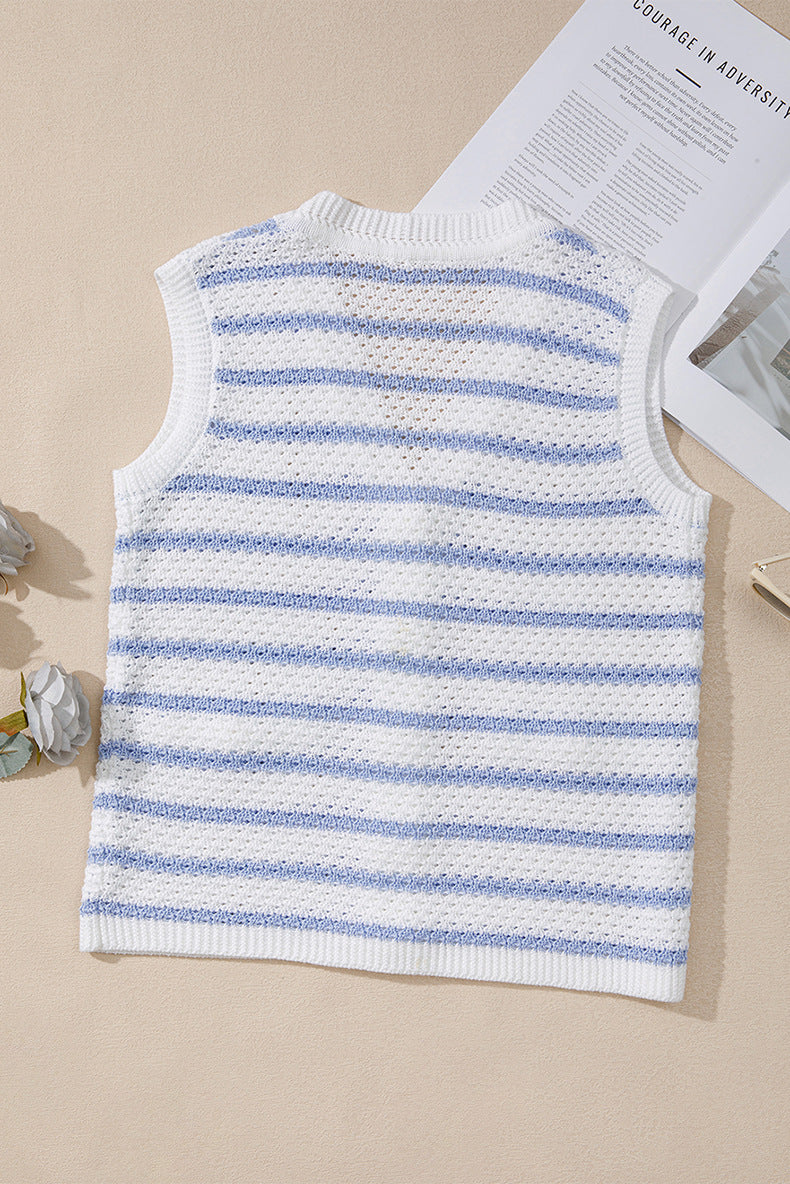 2025 Spring Summer Casual Versatile Knitting Striped Tank Top for Female CGK208