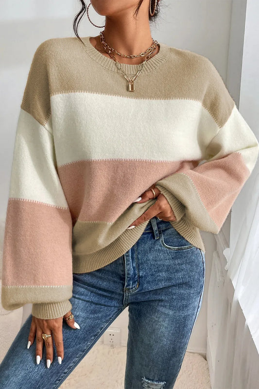 we88 Neutrals Color Block Sweater